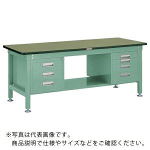 TRUSCO 中荷重作業台(1200kg)HW型 1500X750XH740 3段・4段引出付 グリーン色 緑 ( RHW-1500D3D4 GN(グリーン) ) トラスコ中山(株) (メーカー取寄)｜orangetool