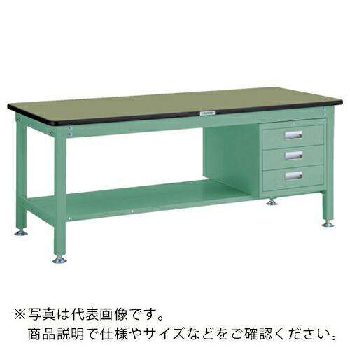 TRUSCO 中荷重作業台(1200kg)HW型 1500X900XH740 3段引出付 グリーン色...