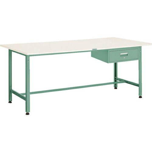 TRUSCO 軽荷重作業台(300kg)AE型 1200X900XH740 1段引出付 グリーン色 ...