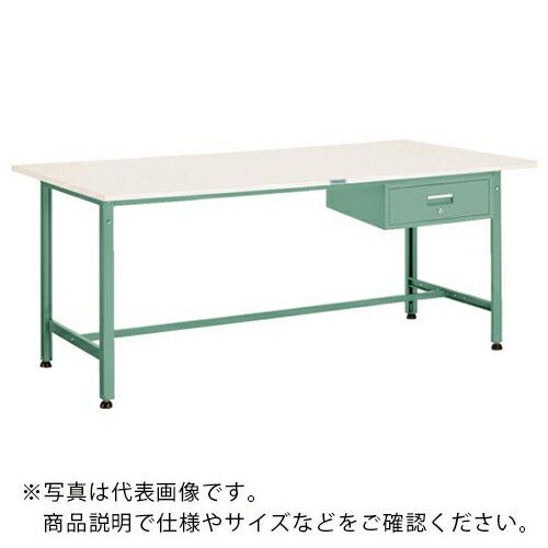 TRUSCO 軽荷重作業台(300kg)AE型 1500X900XH740 1段引出付 グリーン色 ...