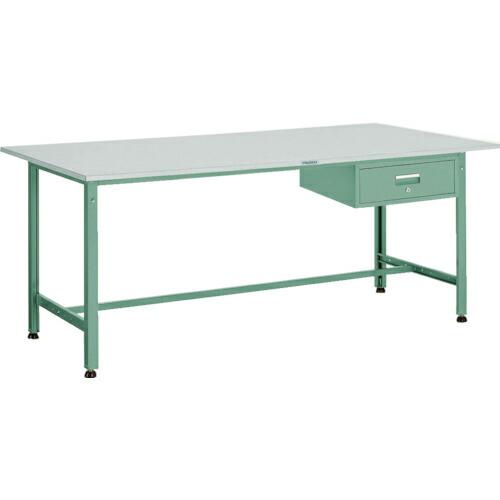 TRUSCO 軽荷重作業台(300kg)AE型 1200X900XH740 1段引出付 グリーン色 ...