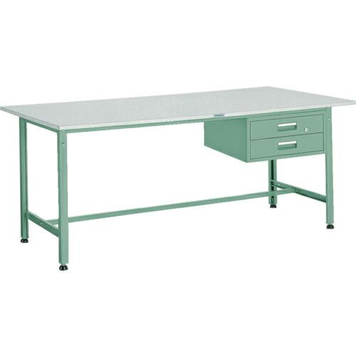 TRUSCO 軽荷重作業台(300kg)AE型 900X750XH740 2段引出付 グリーン色 (...