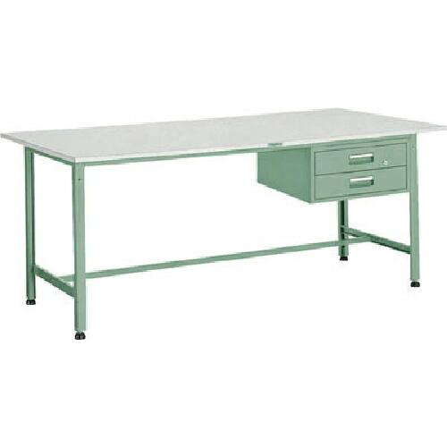 TRUSCO 軽荷重作業台(300kg)AE型 1200X750XH740 2段引出付 グリーン色 ...