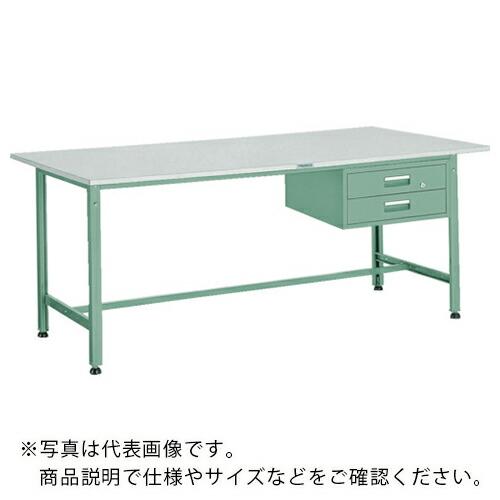 TRUSCO 軽荷重作業台(300kg)AE型 1500X750XH740 2段引出付 グリーン色 ...