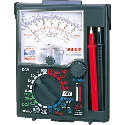 【SALE価格】SANWA アナログマルチテスタ 保護ケース一体型 ( SP-18D ) 三和電気計...