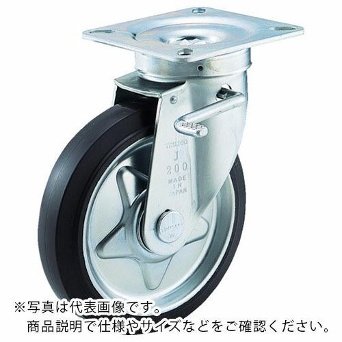 TRUSCO αプレス製ゴムキャスター 自在ダブルストッパー付 Φ150 ( TJB-150C ) ...