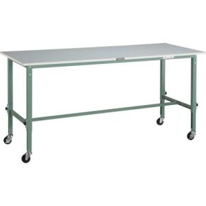 【SALE価格】TRUSCO 軽荷重作業台高さ調節式(80kg)AEM型 1800X750XH718~1018 φ75キャスター付 グリーン色 ( RAEM-1800C75 ) トラスコ中山(株)｜orangetool