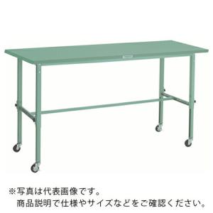 TRUSCO 軽荷重作業台高さ調節式(80kg)AEM型 1800X600XH719~1019 φ75キャスター付 グリーン色 ( SAEM-1860C75 ) トラスコ中山(株) (メーカー取寄)｜orangetool