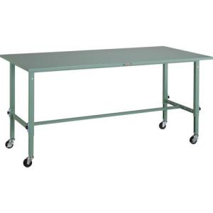 【SALE価格】TRUSCO 軽荷重作業台高さ調節式(80kg)AEM型 1800X900XH719~1019 φ75キャスター付 グリーン色 ( SAEM-1809C75 ) トラスコ中山(株)｜orangetool