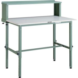 TRUSCO 軽荷重作業台高さ調節式(150kg)AEM型 1200X750XH954~1254(全高) 上棚付 グリーン色 ( AEM-1200YURB ) トラスコ中山(株) (メーカー取寄)｜orangetool