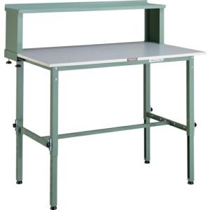 TRUSCO 軽荷重作業台高さ調節式(150kg)AEM型 1200X750XH954~1254(全高) 上棚付 グリーン色 ( RAEM-1200YURB ) トラスコ中山(株) (メーカー取寄)｜orangetool