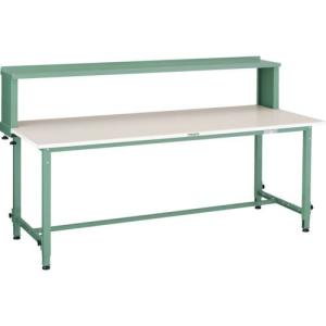 【SALE価格】TRUSCO 軽荷重作業台高さ調節式(150kg)AEM型 1800X750XH954~1254(全高) 上棚付 グリーン色 ( RAEM-1800YURB ) トラスコ中山(株)｜orangetool
