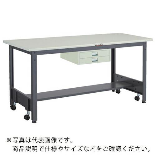 TRUSCO 中荷重作業台(500kg)CFW型 900X600XH740 薄型2段引出付 ダークグ...