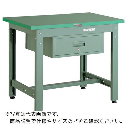 TRUSCO 中荷重作業台(800kg)GW型 1200X600XH740 1段引出付 グリーン色 ...