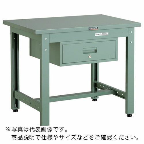 TRUSCO 中荷重作業台(800kg)GW型 1200X600XH740 1段引出付 グリーン色 ...