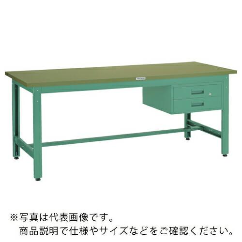 TRUSCO 中荷重作業台(800kg)GW型 1200X600XH740 2段引出付 グリーン色 ...