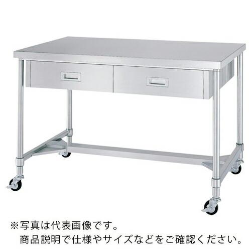 シンコー ステンレス(SUS304)作業台両面引出付H枠キャスター付 φ100ウレタン車 ステンレス...