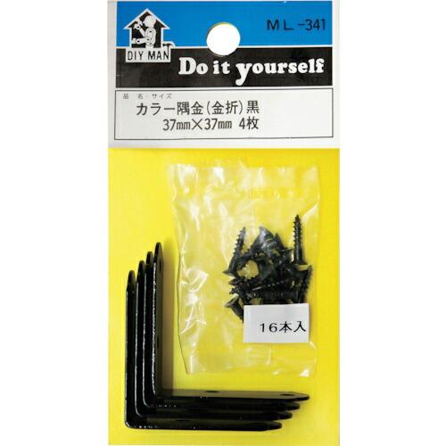 WAKI カラー隅金 金折  クロ 37X37MM 4個入り  ( ML341 )