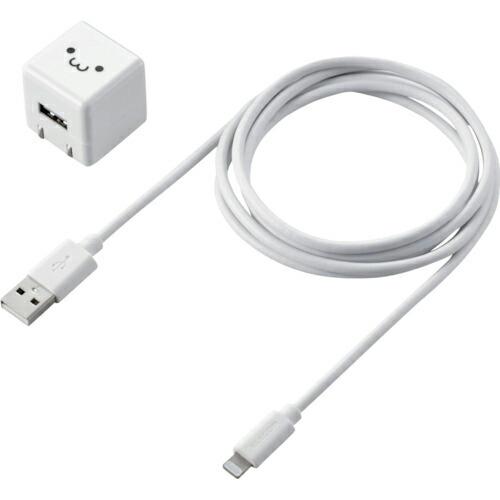 ELECOM LightningAC充電器 1.0A出力 ケーブル同梱 1.5m ホワイトフェイス ...