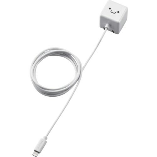 ELECOM LightningAC充電器 1.0A出力 ケーブル一体 1.5m ホワイトフェイス ...