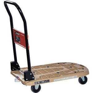 TRUSCO 樹脂台車 カルティオ(スチールハンドルタイプ)折畳 780X490 ライトサンド 樹脂ストッパー付 ( MPK-720-LS-JS )｜orangetool