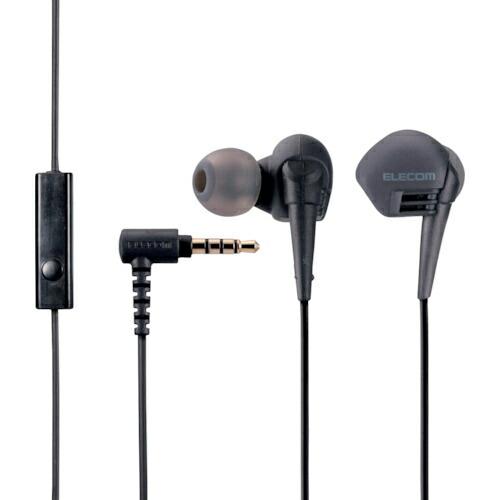 ELECOM ステレオヘッドホン(マイク付) 耳栓タイプ 直径3.5mm 10.0mmドライバ ブラ...