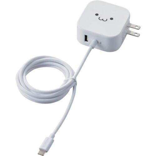 ELECOM AC充電器 20W+12W USB-Cケーブル一体型 1.5m USB-A1ポート ホ...