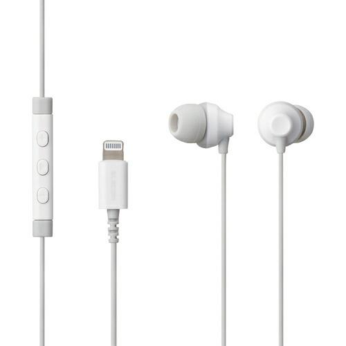 ELECOM ステレオヘッドホン(マイク付) 耳栓型 Lightning 10.0mmドライバ ホワ...