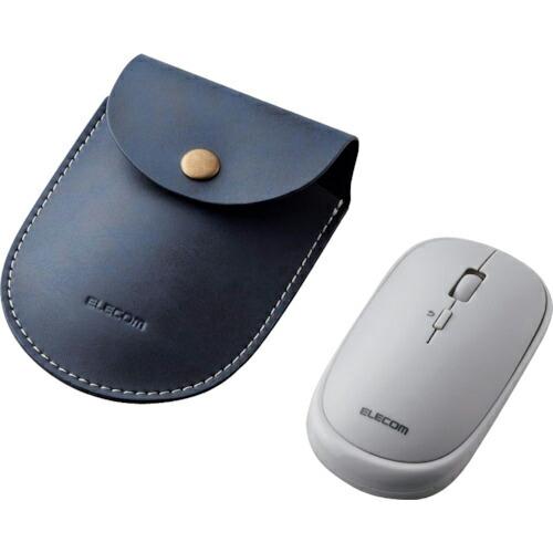 ELECOM BlueLEDマウス 薄型 Bluetooth対応 4ボタン ポーチ付 グレー ( M...