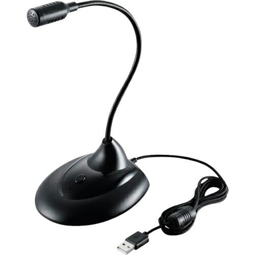 ELECOM スタンドマイク フレキシブルアーム ミュートボタン付き LED搭載 USB-A ブラッ...