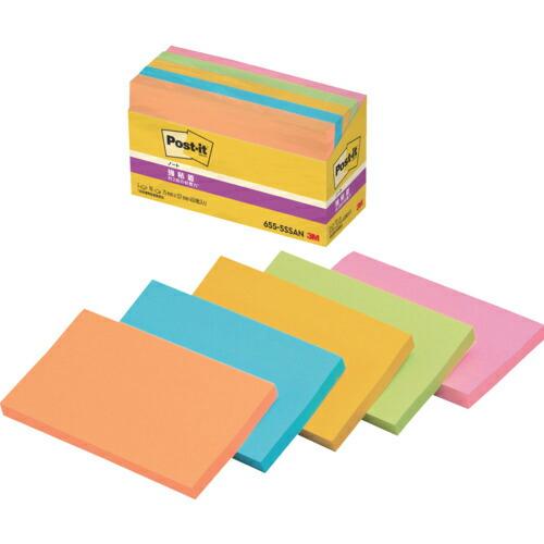 【SALE価格】3M ふせん ポスト・イット ノート 強粘着ノート混色5個パック ( 655-5SS...