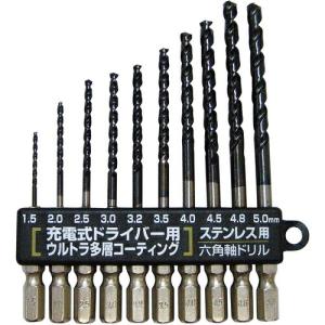 ウイニングボア 10本組新快削六角軸ドリルセット(強ネジレウルトラ多層コーティング) 10本組φ1.5~φ5.0mm ( PS599 ) スエカゲツール(株) (メーカー取寄)｜orangetool