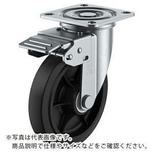 ユーエイ プレート式 自在 キャスター ゴム 車輪径150mm 旋回固定 Jタイプ KRJ2K型 取付寸法80×80(75×75) ( KRJ2K-150NWR )｜orangetool