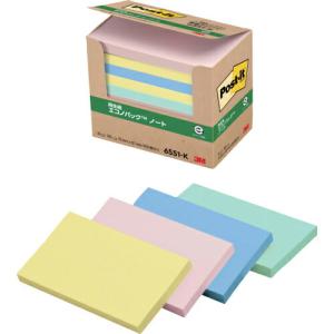 3M ふせん ポスト・イット ノート 75×127mm 100枚×10パッド 4色混色 ( 6551-K ) スリーエム ジャパン(株)文具・オフィス事業部｜orangetool