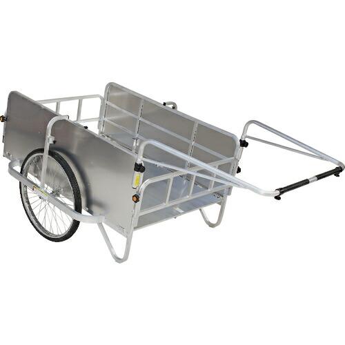 HARAX 折り畳み式大型リヤカー側面アルミパネル付 コンパック(ノーパンク24インチタイヤ) ( ...