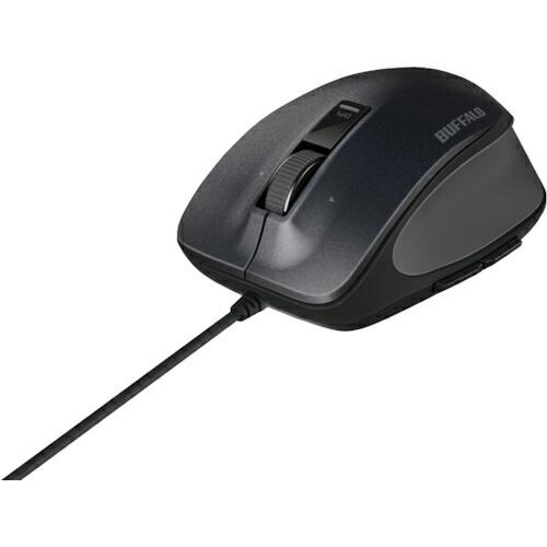 BAFFALO 有線 BlueLED プレミアムフィットマウス Mサイズ ブラック ( BSMBU5...