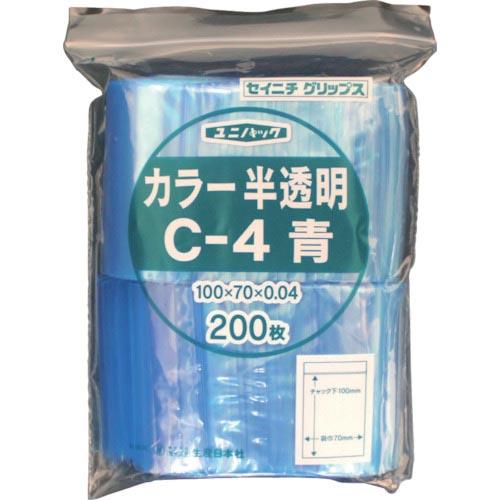 セイニチ チャック付ポリ袋 ユニパック C-4 半透明青 縦100×横70×厚さ0.04mm 200...