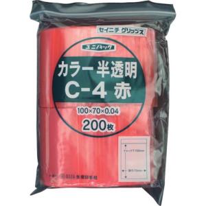 セイニチ チャック付ポリ袋 ユニパック C-4 半透明赤 縦100×横70×厚さ0.04mm 200枚入 ( C-4-CR ) (株)生産日本社｜orangetool
