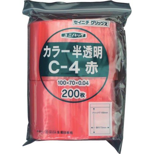 セイニチ チャック付ポリ袋 ユニパック C-4 半透明赤 縦100×横70×厚さ0.04mm 200...