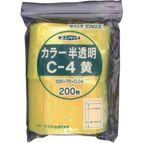 セイニチ チャック付ポリ袋 ユニパック C-4 半透明黄 縦100×横70×厚さ0.04mm 200...