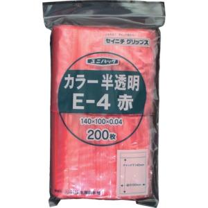 セイニチ チャック付ポリ袋 ユニパック E-4 半透明赤 縦140×横100×厚さ0.04mm 200枚入 ( E-4-CR ) (株)生産日本社｜orangetool