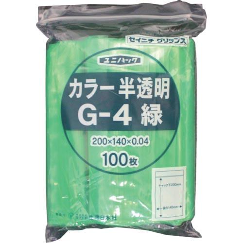 セイニチ チャック付ポリ袋 ユニパック G-4 半透明緑 縦200×横140×厚さ0.04mm 10...