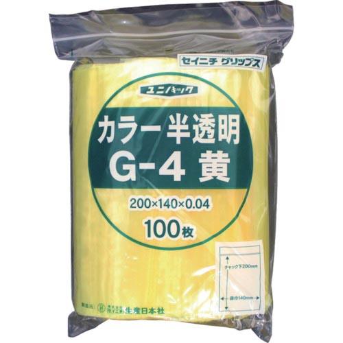 セイニチ チャック付ポリ袋 ユニパック G-4 半透明黄 縦200×横140×厚さ0.04mm 10...