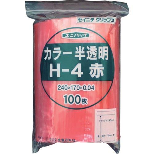 セイニチ チャック付ポリ袋 ユニパック H-4 半透明赤 縦240×横170×厚さ0.04mm 10...