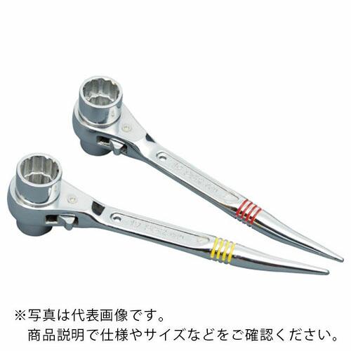 スーパー 総ミガキ 曲がりしの付・両口ラチェットレンチ ミニショートタイプ 呼び:17×21 全長:...