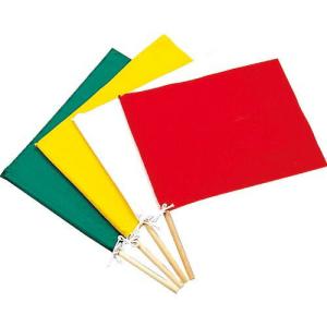 【SALE価格】緑十字 手旗 赤 300(450)×420mm 綿+木製棒 ( 245004 ) (株)日本緑十字社｜orangetool