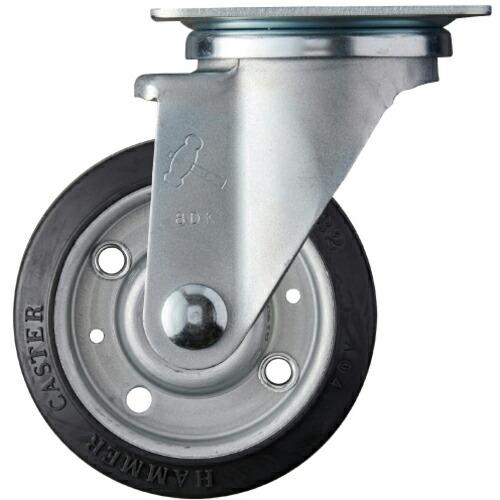 ハンマー 特殊鋼板製 YSシリーズ 自在 特殊ゴム車輪 100mm ( 420YS-XRZ100 )...