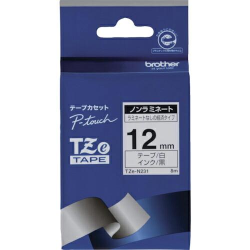 ブラザー Tzeテープ ノンラミネート 黒文字/白地/12mm ( TZE-N231 )