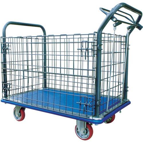 【SALE価格】アイケー プレス製運搬車(金網・ハンドブレーキ付)915×615mm ( 307HB...