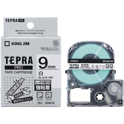 KING JIM 【純正】「テプラ」PROテープ 9mm 強粘着ラベル 白ラベル/黒文字 長さ8m ...